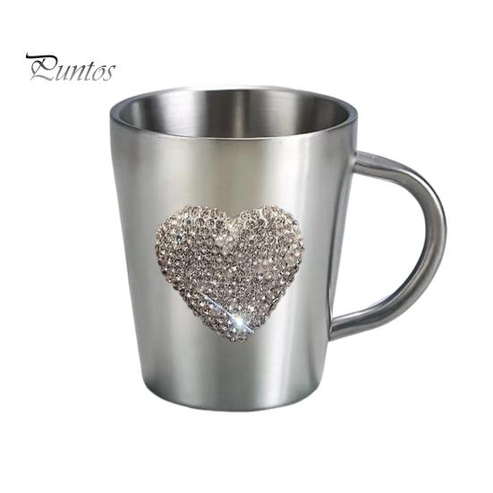 

Кружка для кофе в форме сердца со стразами, кружка для воды из нержавеющей стали с искусственным хрусталем для горячих напитков, незаменимый подарок для любителей кофе A