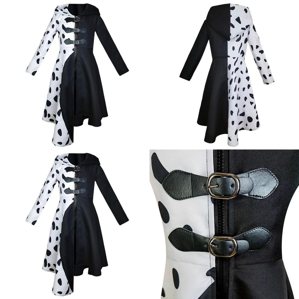 101 Dalmatiner Schwarzweiß Hexe Cruella De Vil Cosplay Kleid