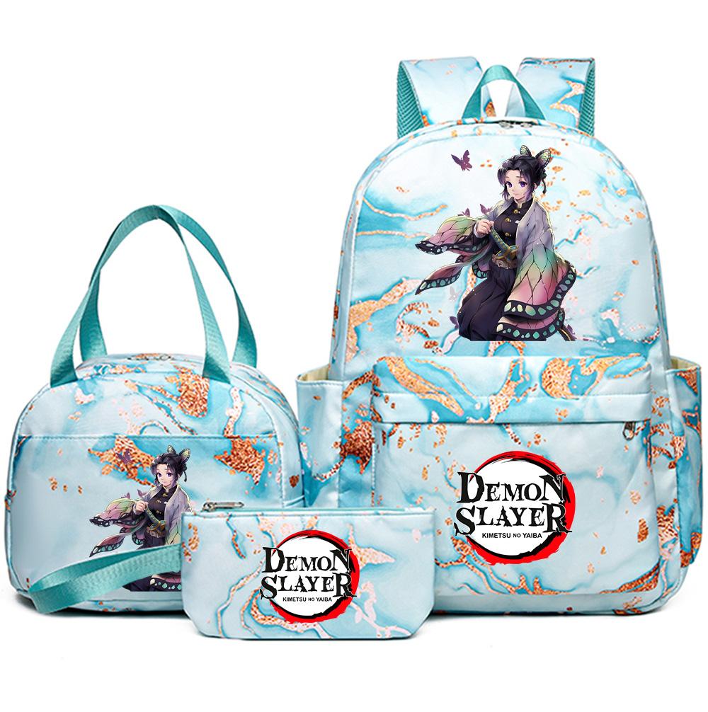 3Pcs/set Demon Slayer Printed Backpack with Handbag Pencil Case Teenager Student Girl Boy Large Capacity Waterproof Bookbag Schoolbag Travel Bag Gift