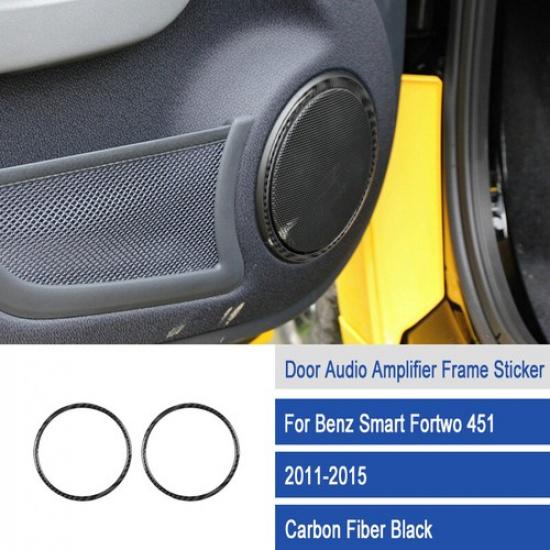 2pcs Carbon Fiber Car Inner Door Speaker Right Cover For Benz Smart 2011-2015