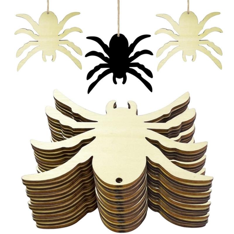 20PCS Handmade Wood Hanging Halloweens Decorations Easy Assembly Holiday Craft Project for Kids Adults