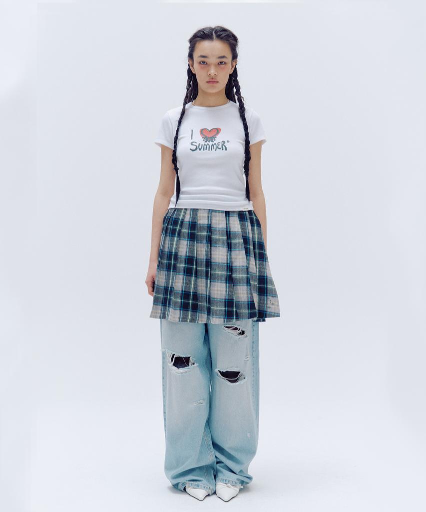 Trip Shop Wide Checkered Skirt