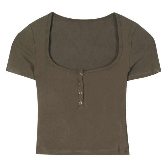 

(Modal cotton) tight short-sleeved t-shirt new pure desire spice girl sexy short top Free size (recommended 40-60kg ) зелений
