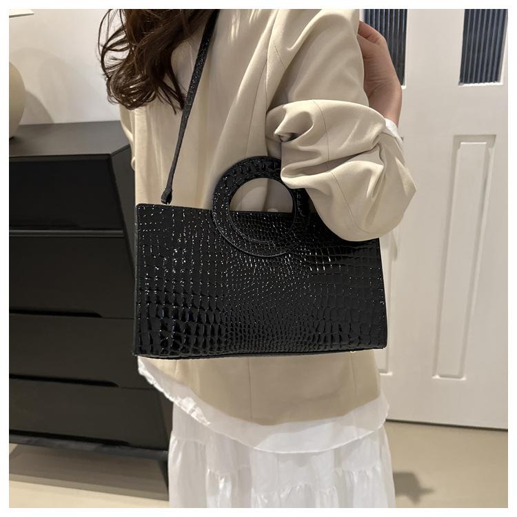 Fashion Women's PU Handbag European and American Fashion 2025 New Shoulder Bag Crocodile Pattern High-end Atmospheric Business Messenger Bag
