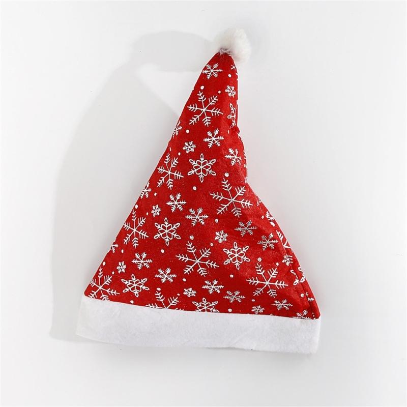 Cosplay Santa Hat Holiday Christmas Hat for Adult Unisex Gild Snowflake Pattern Christmas Hat for New Year Adult Teens