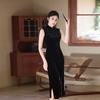 Black velvet sleeveless new Chinese Suzhou autumn cheongsam improved young 1011 new women's high-end spring and autumn