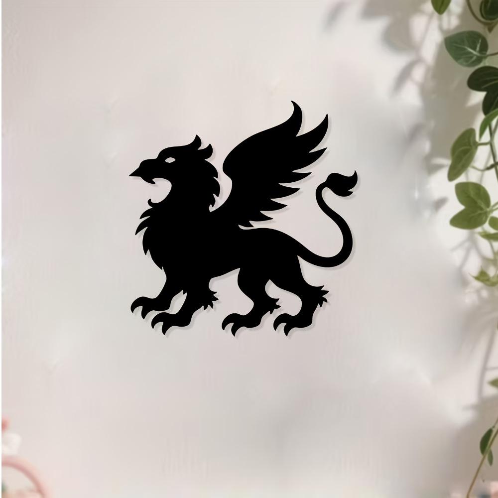 1pc Modern Gryphon Metal Wall Art, Rust-Resistant Iron Mythological Beast Sculpture, Garden Fence Decor for Living Room, Unique Christmas Gift