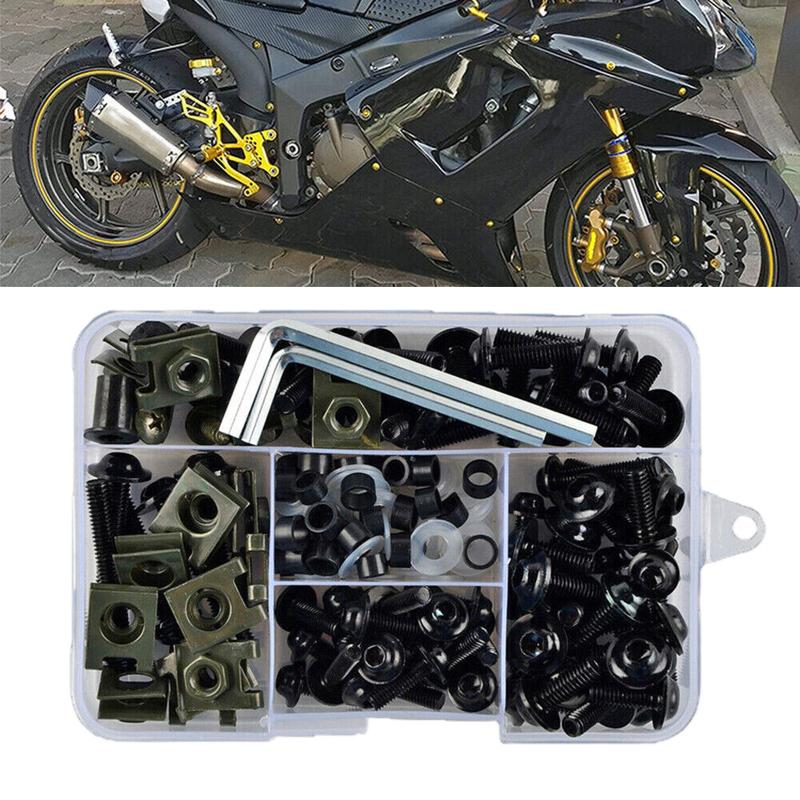 

Complete 177PCS Motorcycle Fairing Bolt Kit M5 M6 Screws Nuts Washers and Wrench for Windshield Fender Trim Fix
