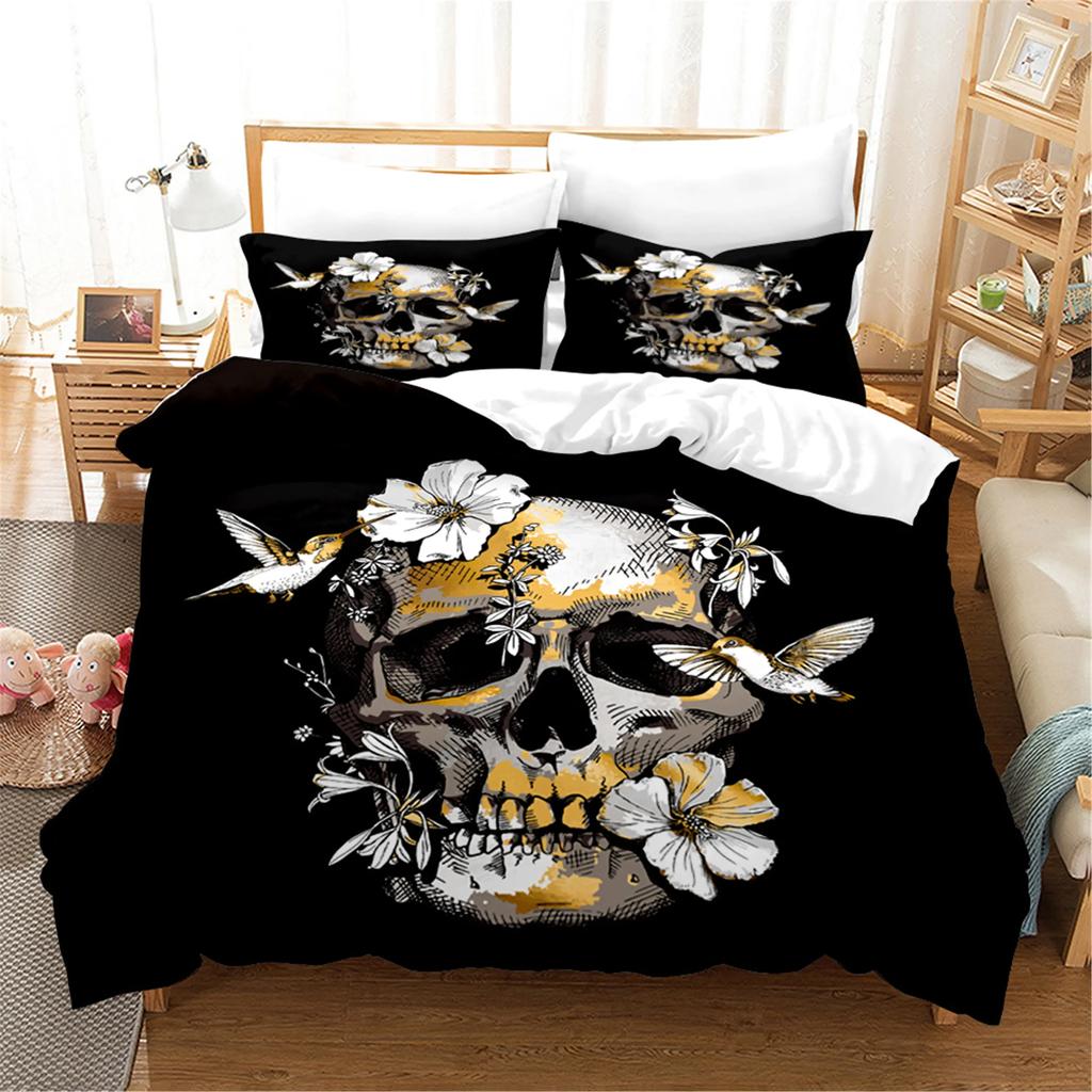 3D Printed Skull Bedding Set Pillowcase Cyber Love Duvet Cover Double Twin Full Queen King Adult Kids Bedclothes Quilt Cover