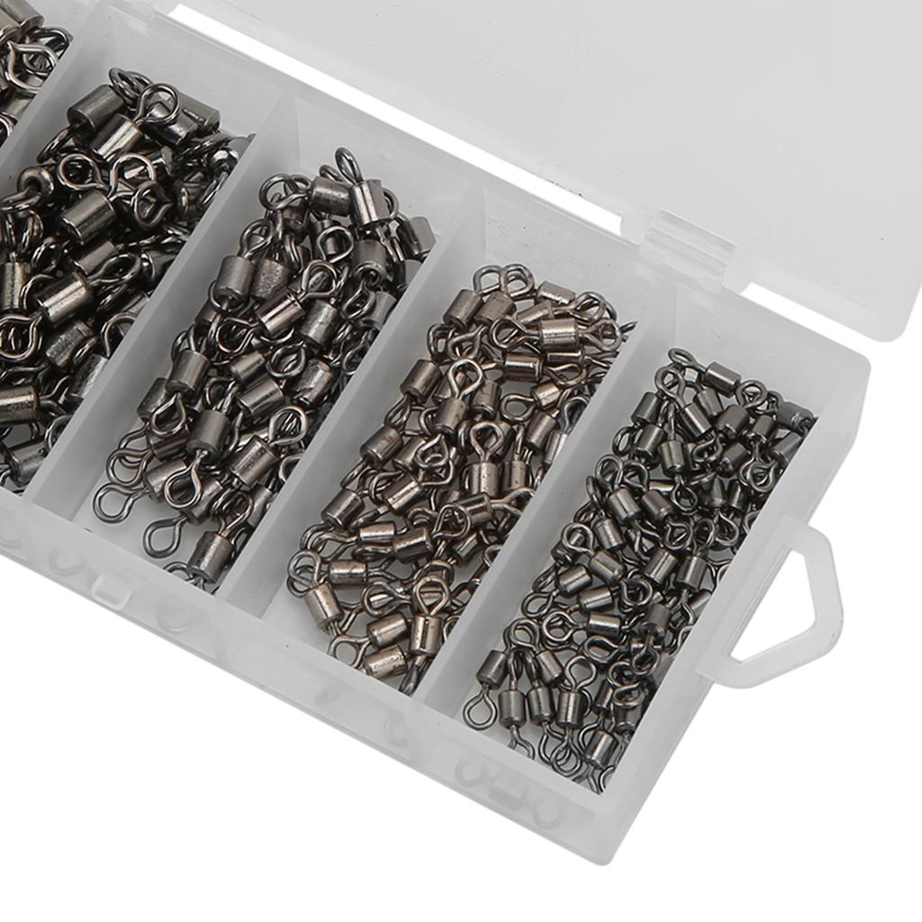 210Pcs/lot 8 Shape Fishing Swivels Bearing Solid Rings Rolling Metal Fishing Connector