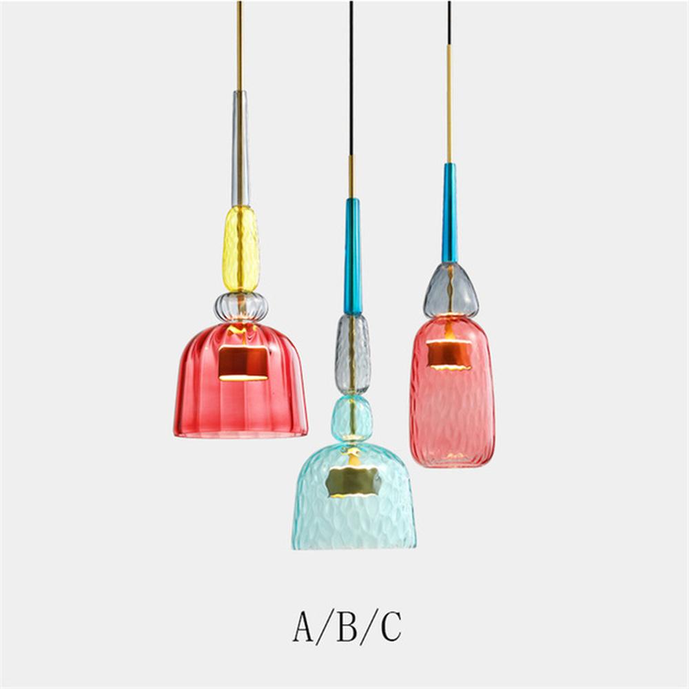 Colorful LED Pendant Lights for Home Decoration Lamp Living Room Bedroom Lamp Indoor Glass Hanging Lamp Lighting Fixtures