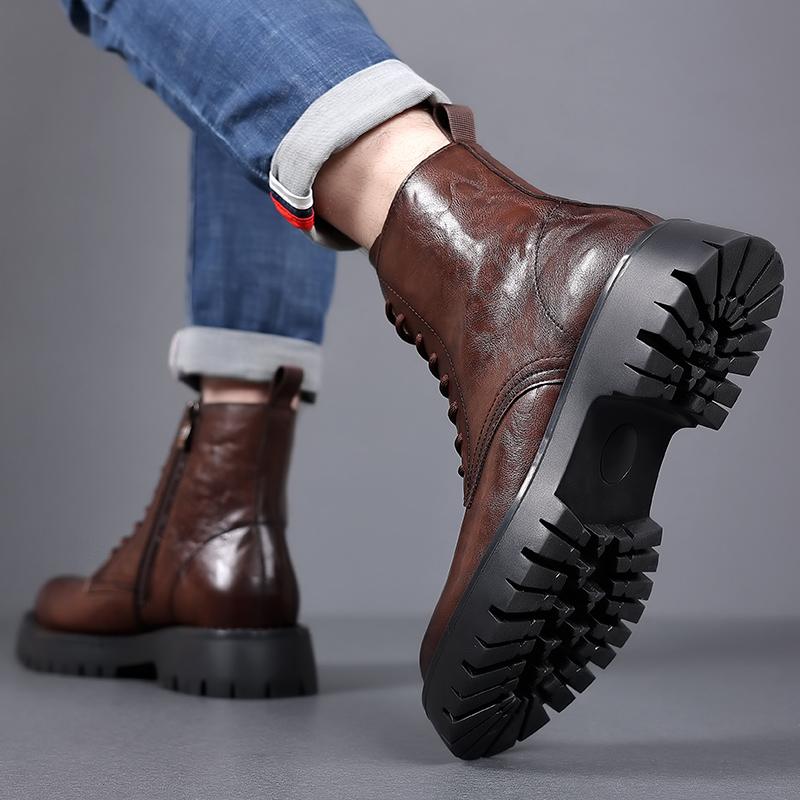 Мода Новое поступление Осень Ранняя зима Ботинки Мужская обувь на платформе Крутые — фото 6
