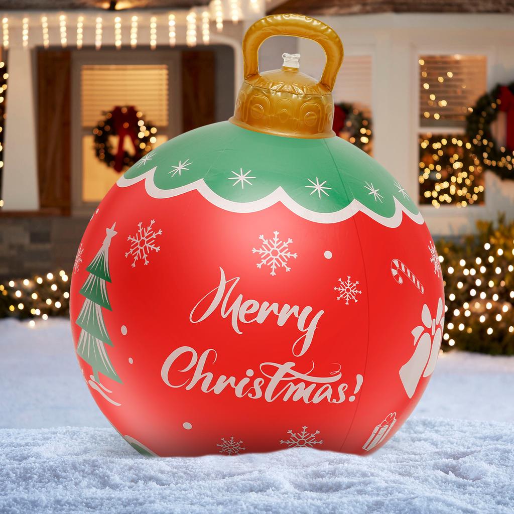 58/60cm Giant PVC Inflatable Christmas Ball Ornaments Outdoor Large Xmas Blow Ball Decorations for Christmas Party Ornaments