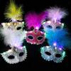 Hollow Out LED Glowing Mask Party Supplies Venice Masquerade Masks Feather Butterfly Mask  Party