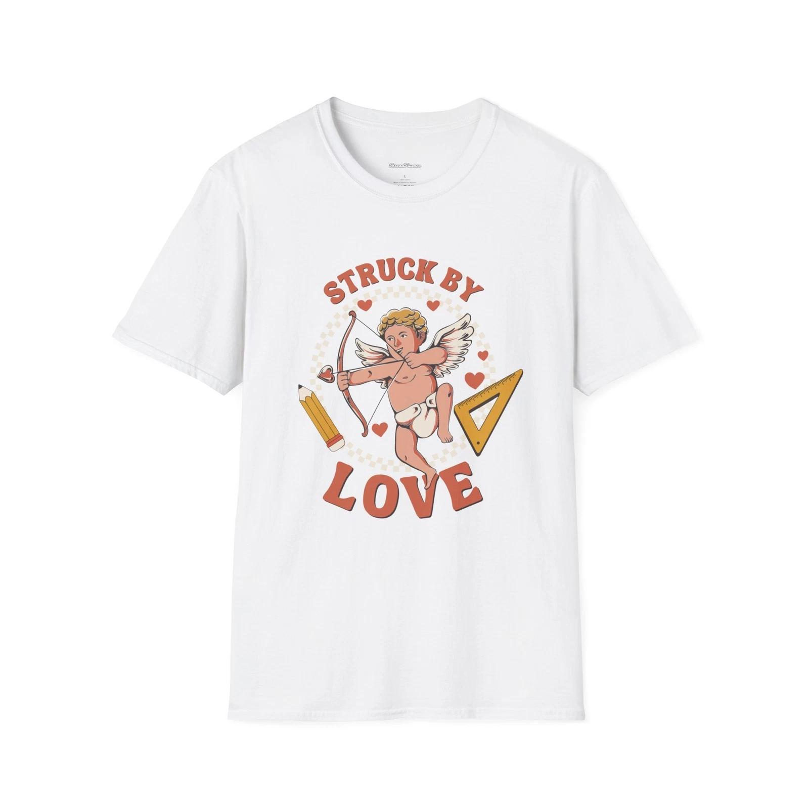 Struck by Love Unisex T-Shirt, Cupid Valentine Day Tee, Romantic Graphic Shirt S