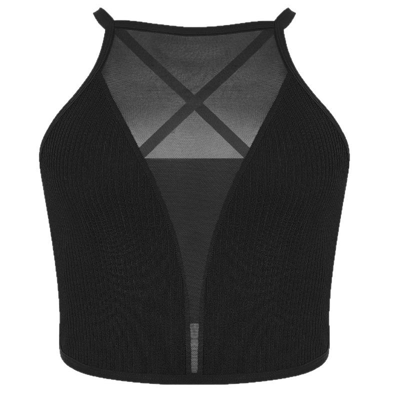 Women S Sexy Mesh Hollow Thin Strap Cross Soft Breathable Crop Tank Bra