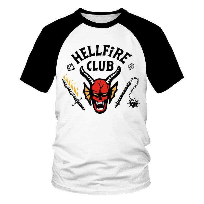 T-shirt a maniche lunghe Stranger Things Edizione Fire Club Nera Girocollo Pullover per Uomini Donne Adolescenti