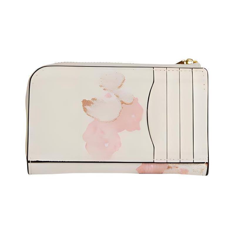 COACH 12 floral print zipper closure coated canvas card holder mini women's white White