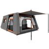 Camping tent for 4-6 people, lightweight, stable, waterproof tunnel tent with canopy and groundsheet, dark gray