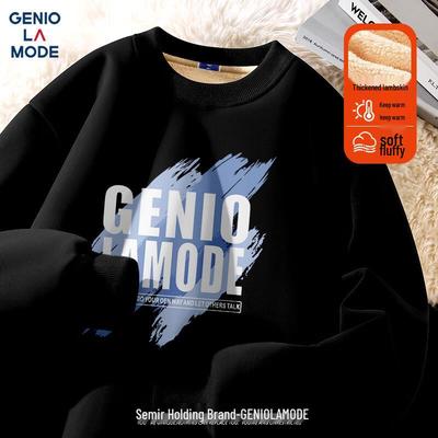 GENIOLAMODE Herren Winter Schwergewicht Fleecefutter Locker Geschnittenes Sweatshirt