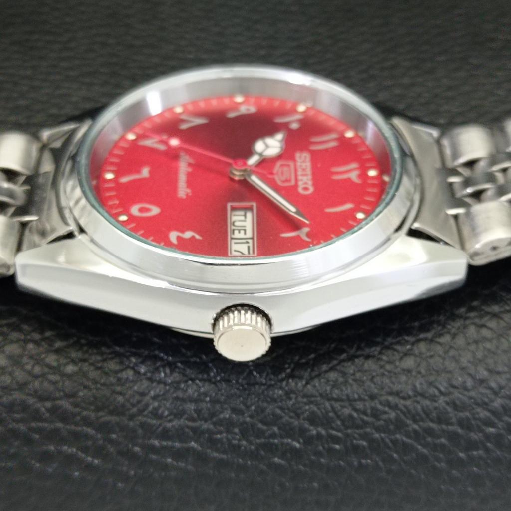 VINTAGE REFURBISHED SEIKO 5 AUTOMATIC 6309A JAPAN MENS RED DIAL WATCH a441240-4
