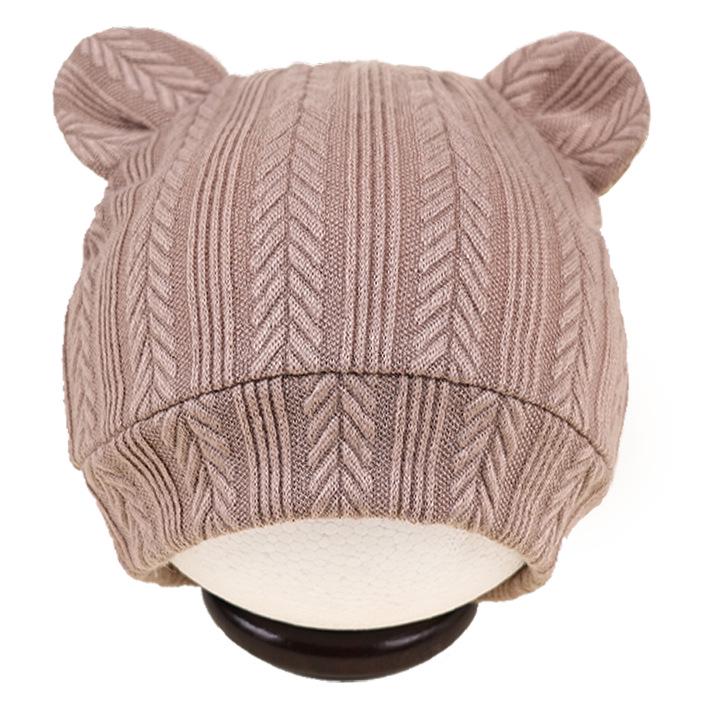 Erkek ve Kız Çocukları İçin Sevimli Yenidoğan Ayı Kulaklı Örgü Şapka