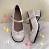 White Thick Heel Mary Jane Shoes Women's New Autumn Versatile Bow Light Mouth Single Shoes