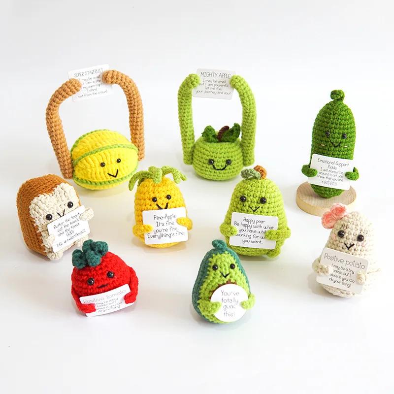Hand-Woven Crochet Doll Positive Energy Potato Funny Vegetables Fruits Toy Emotion Expression Gift Pocket Hug Knitting Ornaments