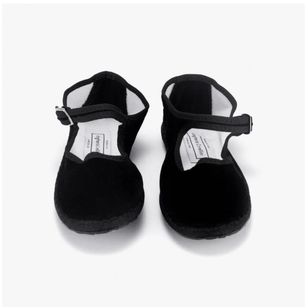 Drogheria CriVerini Mjpj Ve Oo Blx Mary Jane VelVet Black Flat Shoes