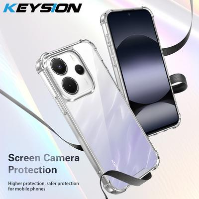 KEYSION Capa Transparente à Prova de Choque de Quatro Cantos para Redmi Note 14 4G 5G Capa de Telefone Transparente Macia TPU+PC para Redmi Note 14 5G