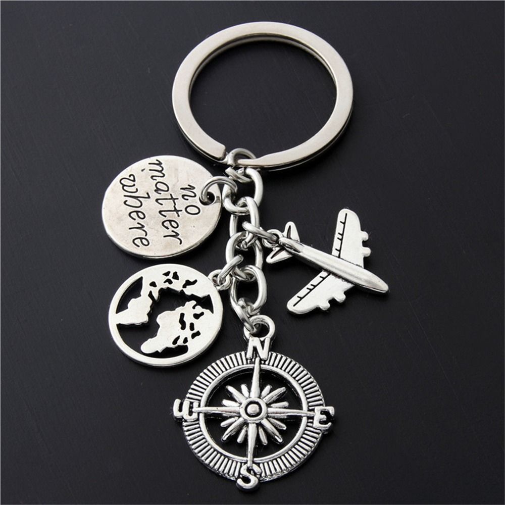 Metal No Matter Where Earth Airplane Keychains Travel Keyring Key Ring No Matter Where Pendant