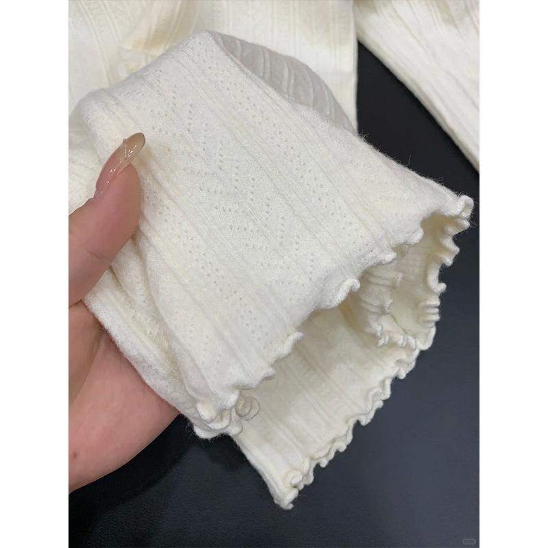 Semi-turtleneck inner top women's spring slim-fit fungus-edged knitted sweater versatile bottoming shirt