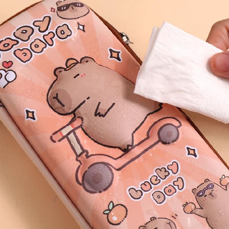 Lovely Capybara Pen Bag 3D Panda Pencil Case Large Capacity Pencil Box For Erasers Rulers Markers Storage