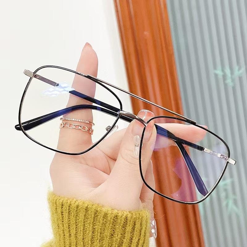 Blue Light Blocking Glasses Women Men Double Girder Metal Eyewear Outdoor Driving Female Male Clear Anti Radiation Filter Glasse