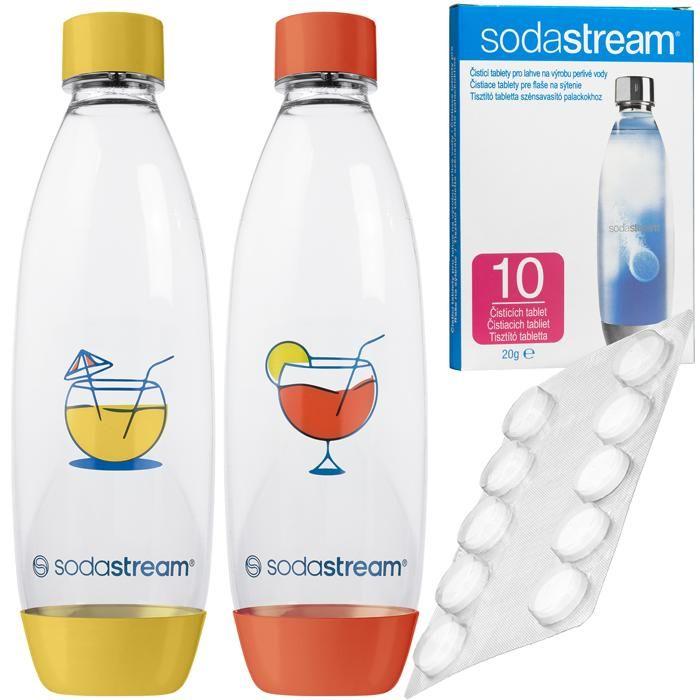 1L Bottles - SodaStream - Fuse - Set of 2 with Cleaning Tablets - Durable Tritan - Compatible Saturators