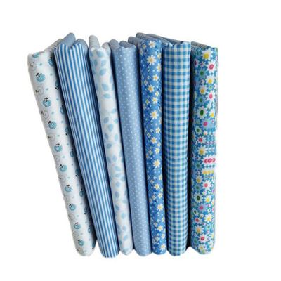 7 τμχ Μπλε σειρά από βαμβακερό ύφασμα λουλούδι με μοτίβο λουλουδιών υφασμάτινο υλικό ραπτικής για DIY συνονθύλευμα κρεβατιού 9,84*9,84 ίντσες(25*25 εκ)