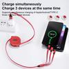 1 Pcs Retractable 3in1 USB Type C Micro USB 8 Pin Cable for Phone Charger Cable 110cm 3A Fast Charging USB C Cable Amagi