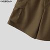 INCERUN Men Drawstring Elastic Waist Pockets Casual Cargo Shorts Half Pants