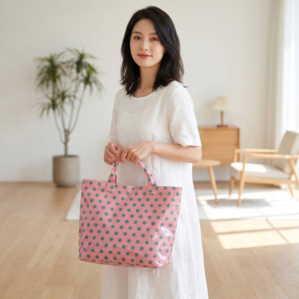 Multifunctional Polka Dot Tote Bag Waterproof Beach Bag Fashion PVC Handbag Swimming