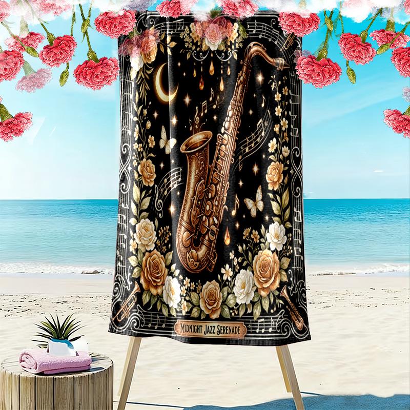 Vitage Art Print Beach Towel, Large Soft Quick Dry Towel for Beach Camping Swimming