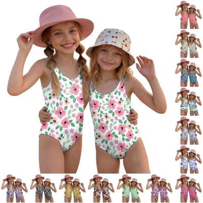 Girls Floral Print One Piece Swimsuit Kids Summer Casual Beachwear Swimwear for Children Lightweight Comfortable Fit