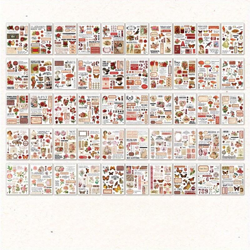 50 Sheets of Retro Life Series, Retro Notebook Decoration Materials, Notebook Collage Material Cardboard