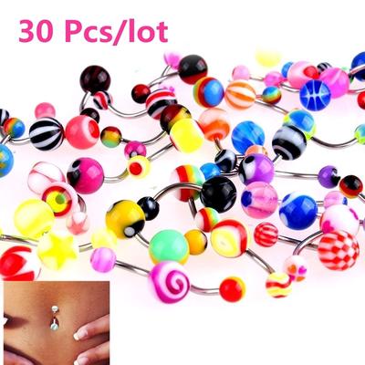 30 Stück/Set Damen Sexy Bauchnabelpiercing Schmuckstäbe