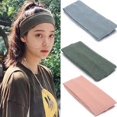 Korean Wash Face Hairbands Soft Cotton Knitted Striped Headband For Women Girls Bandanas Fashion Sports Cycling Hair Accessories