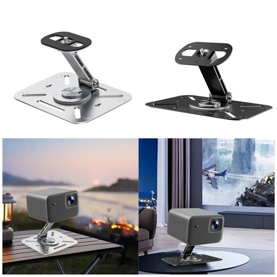 Aluminum Alloy Projector Stand 360-Degree Rotating Height Adjustable Heavy Duty 3-in-1 Projector Holder Desk Wall Ceiling Mount with 1/4-Inch Thread