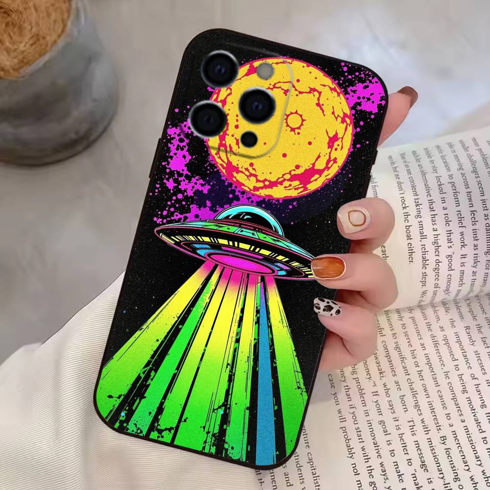 Aesthetics Cartoon Alien Space Phone Case Silicone Soft For IPhone 17 16 15 14 13 12 11 X XR Plus Pro Max Plus