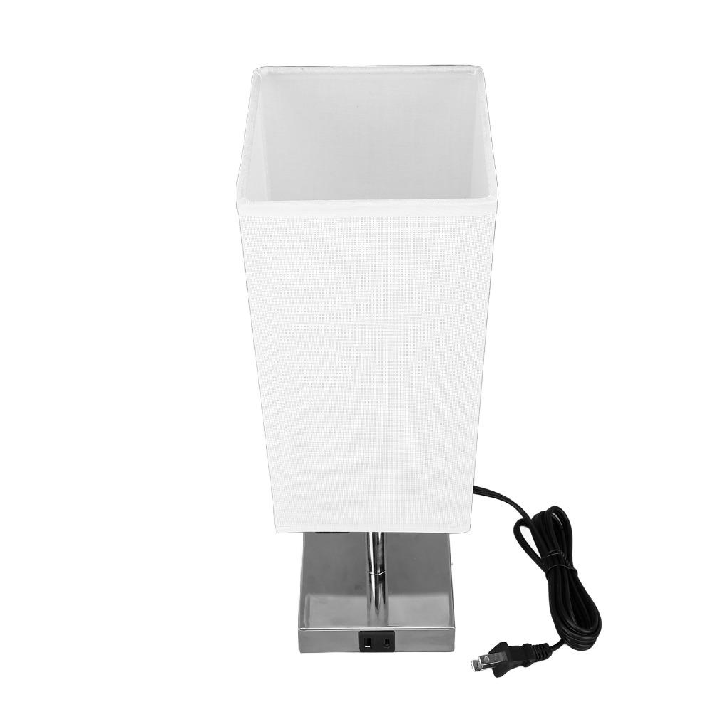 110-240V USB Bedside Table Lamp Fabric Lampshade Desk Light Modern LED Nightstand Light  Study Room