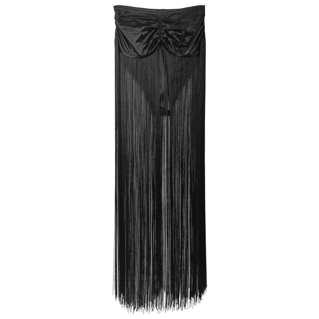 European & American Fashion Women's Sexy Strappy Top and Tassel Long Skirt Two-Piece Set
