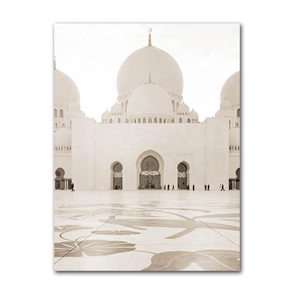 Islamitische beige poster landschap canvas print moskee Marokko deur muur kunst schilderij Bohemen foto moderne huis kamer decoratie