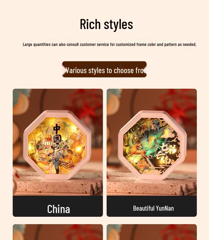 Guochao Paper Sculpture Fridge Magnet Souvenirs for Tourist Attractions